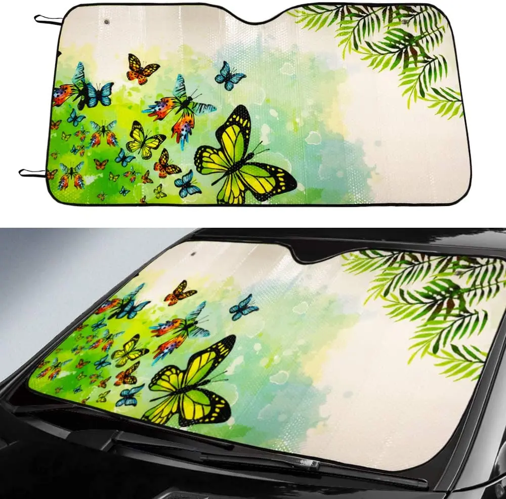 

Big Ant Car Sun Shade, Windshield Sun Shade Butter-Fly Design Sunshades Keep Vehicle Cool Best UV Ray Sun Visor Protector Preven