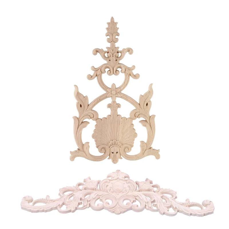 

2X Rubber Wood Carved Applique Vintage Furniture Craft Decor H & Type:5