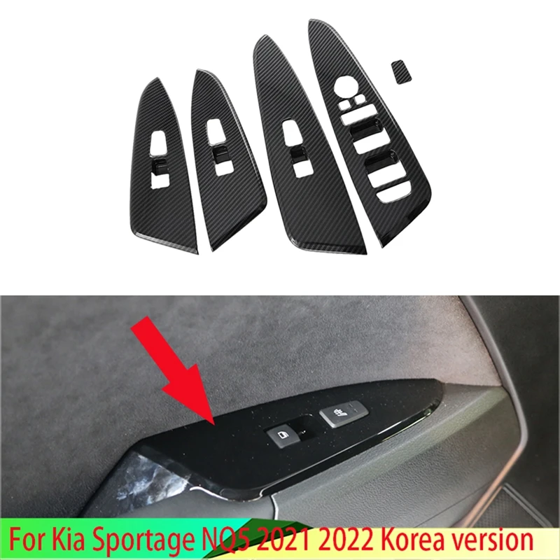 

Carbon Fiber Car Door Window Armrest Cover Switch Panel Cover Sticker Trim For Kia Sportage NQ5 2021 2022