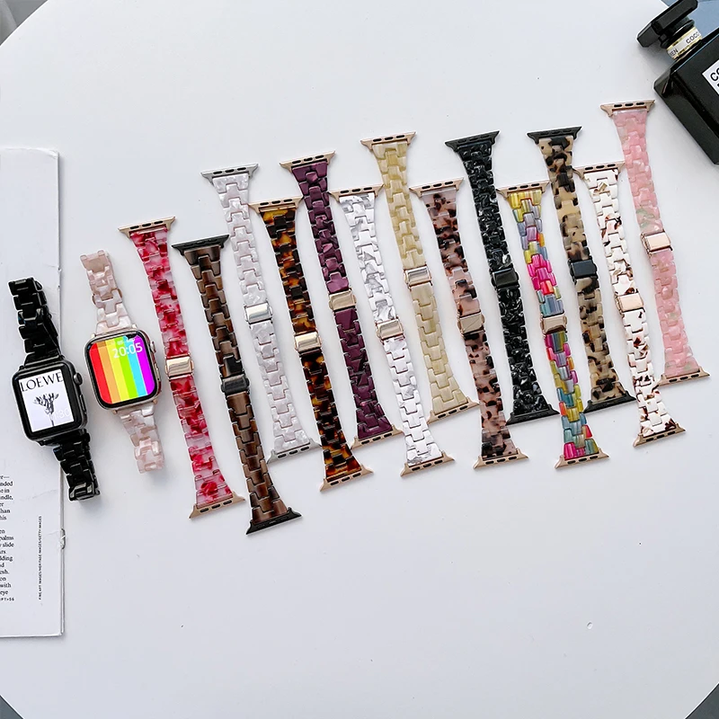 Resin Watch strap for apple watch 6 5 4 band 42mm 38mm correa belt wrist for iwatch 6 series 5 4 3/2 bracelet 44mm 40mm woman