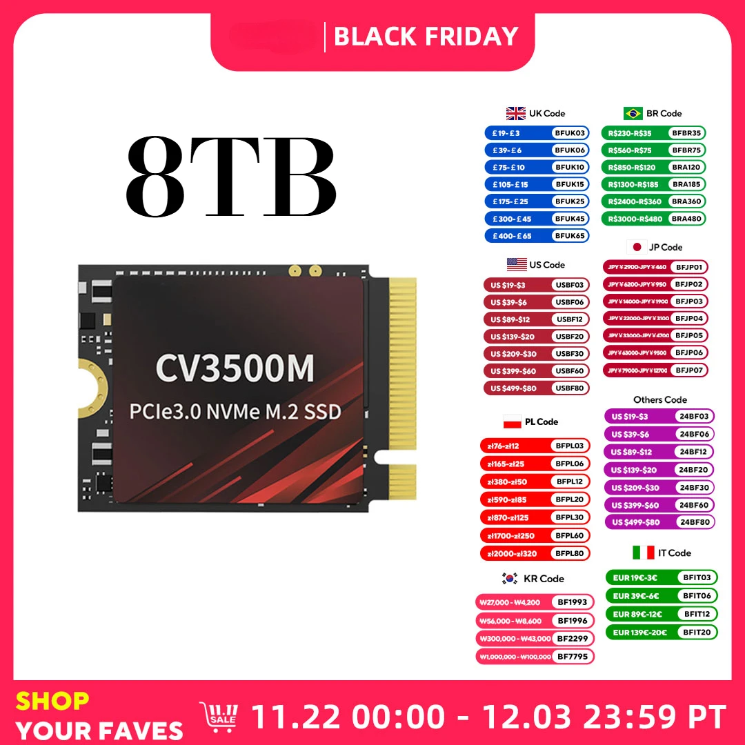 NVMe SSD 512 ГБ 1 ТБ M2 2230 PCIe3.0 M.2 Твердотельный жесткий диск для ноутбука Steam Deck