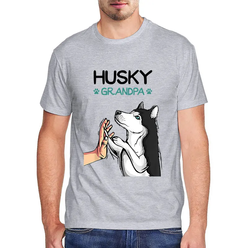 

Funny Husky Grandpa Retro men's tee tops 100% Cotton Dog Dad Lover Short sleeve tee Vintage Men's T Shirt Casual Unisex T-Shirt