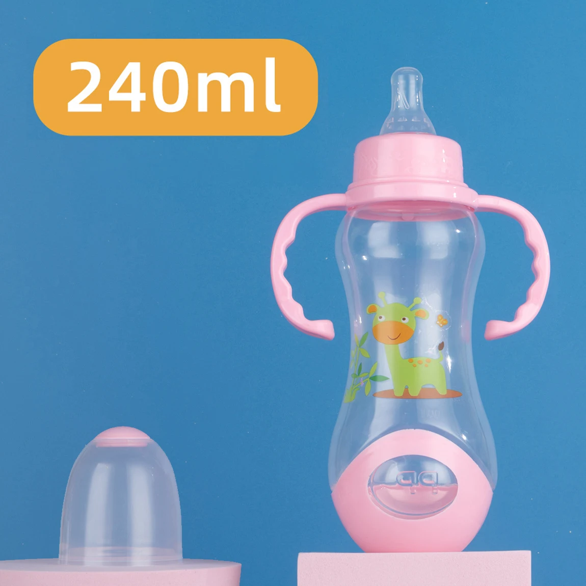 240mL Baby Gourd-shaped Feeding Bottle with Handles Safe Nur