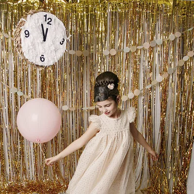 

1*2M Rose Gold Foil Fringe Curtain Tassel Wedding Christmas Kid Happy Birthday Party Decor Photography Backdrop Party Supplies