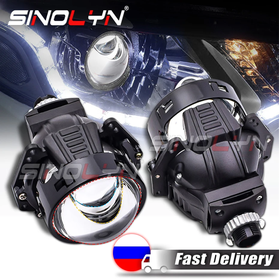 55 Вт вспомогательные лампы Bi LED Angel Eyes проектор автомобильные линзы для фар H7 H4 H1