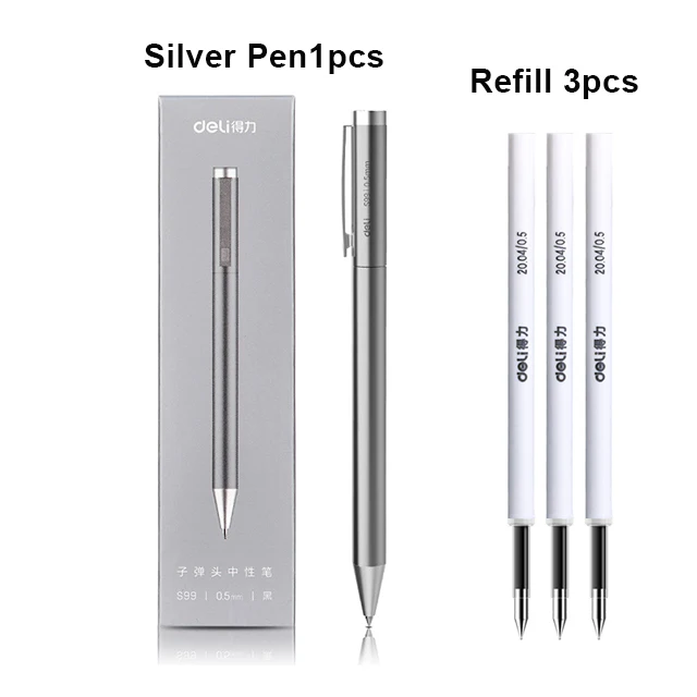 

Deli металлические гелевые ручки 0,5 мм чёрные