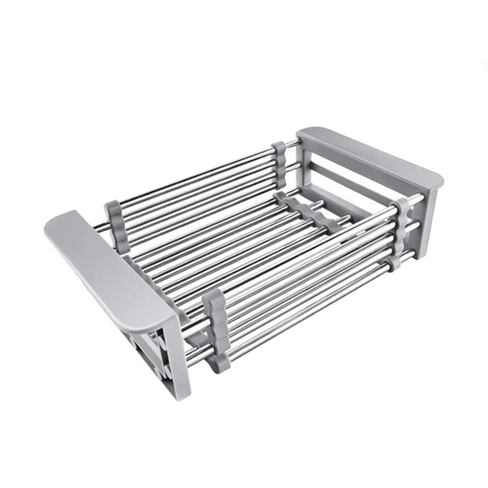 

Dish Tray Drying Rack Drain Basket Stainless Steel Telescopic Sink Rack Rectangular Dish Fruits Vegetables Draining Practical