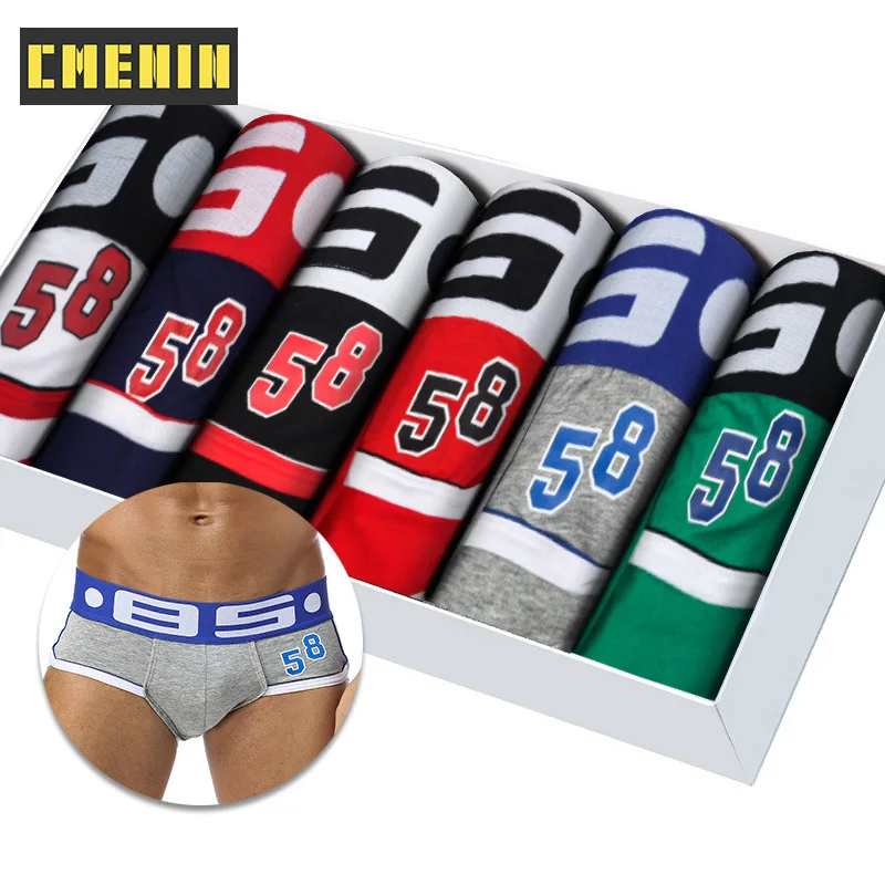 

6Pcs/Lot Sexy Lingerie Men Underwear Briefs Cotton Soft Mens Underpants Cueca Male Panties Breathable Slip Briefs Underwear Man