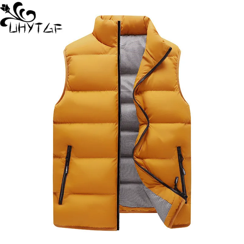 

UHYTGF 6XL Vest Jacket Men Breathable Down Cotton Sleeveless Parker Coat Male Casual Warm Winter Waistcoat Outerwear For Men 208