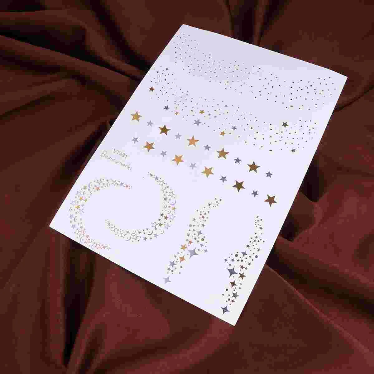 

2 Sheets Tattoo Stickers Metal Tattoo Stickers Face Makeup Supplies Gold Stamping Face Stickers for Girl Lady Madam Women