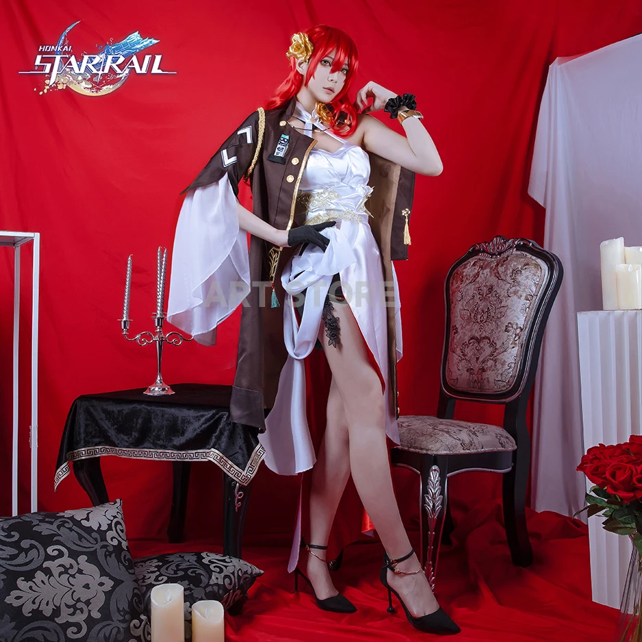 

Honkai Himeko Cosplay Game Honkai Star Rail Costume Halloween Costumes for Women Wig Shoes Full Set Sexy Ceremonial Dress Women