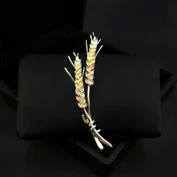 high end zircon inlaid wheat brooch womens luxury suit neckline accessories all match stylish pin fixed clothes jewelry pins