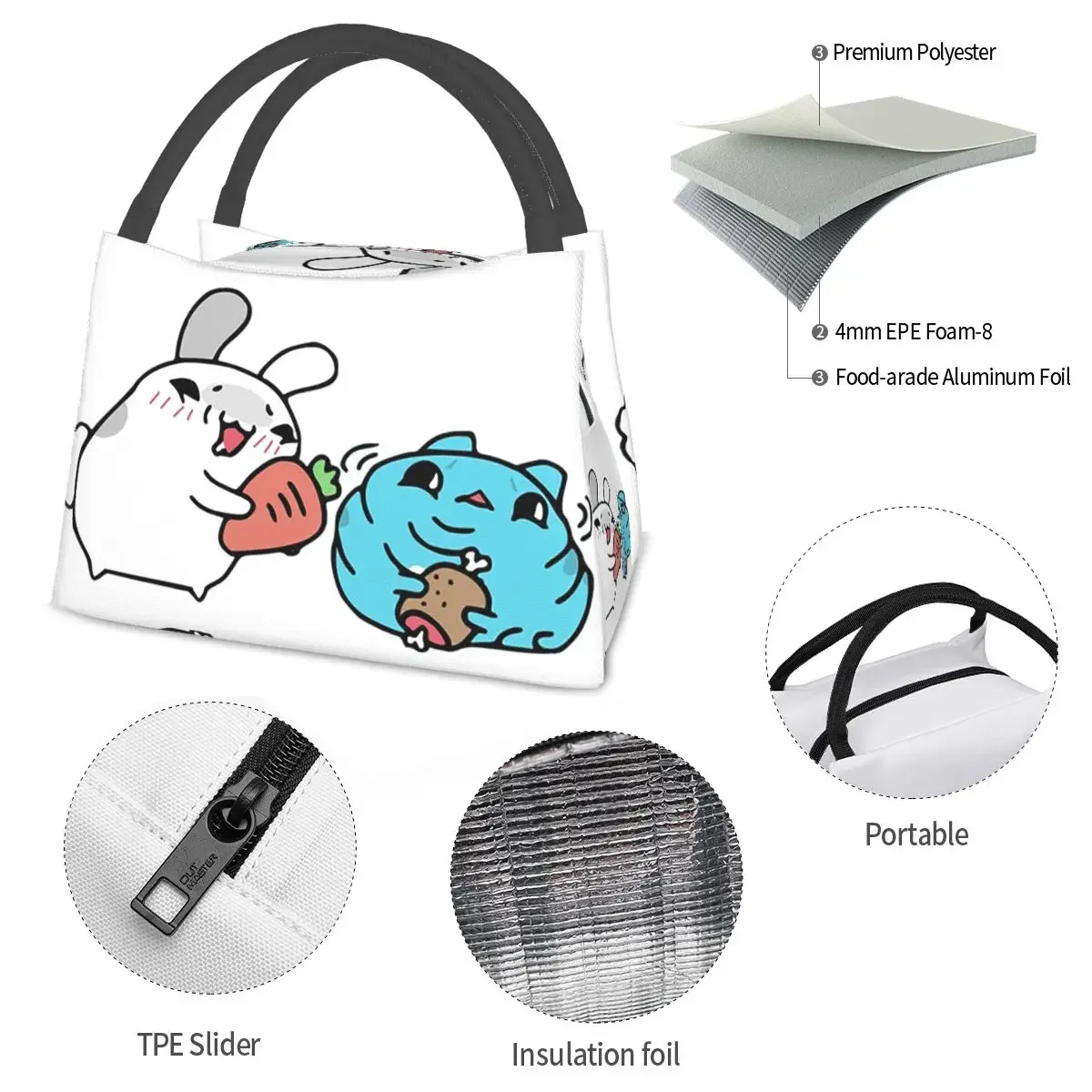 Комикс кошка багги ланч-сумки изолированная коробка для бенто Портативная сумка