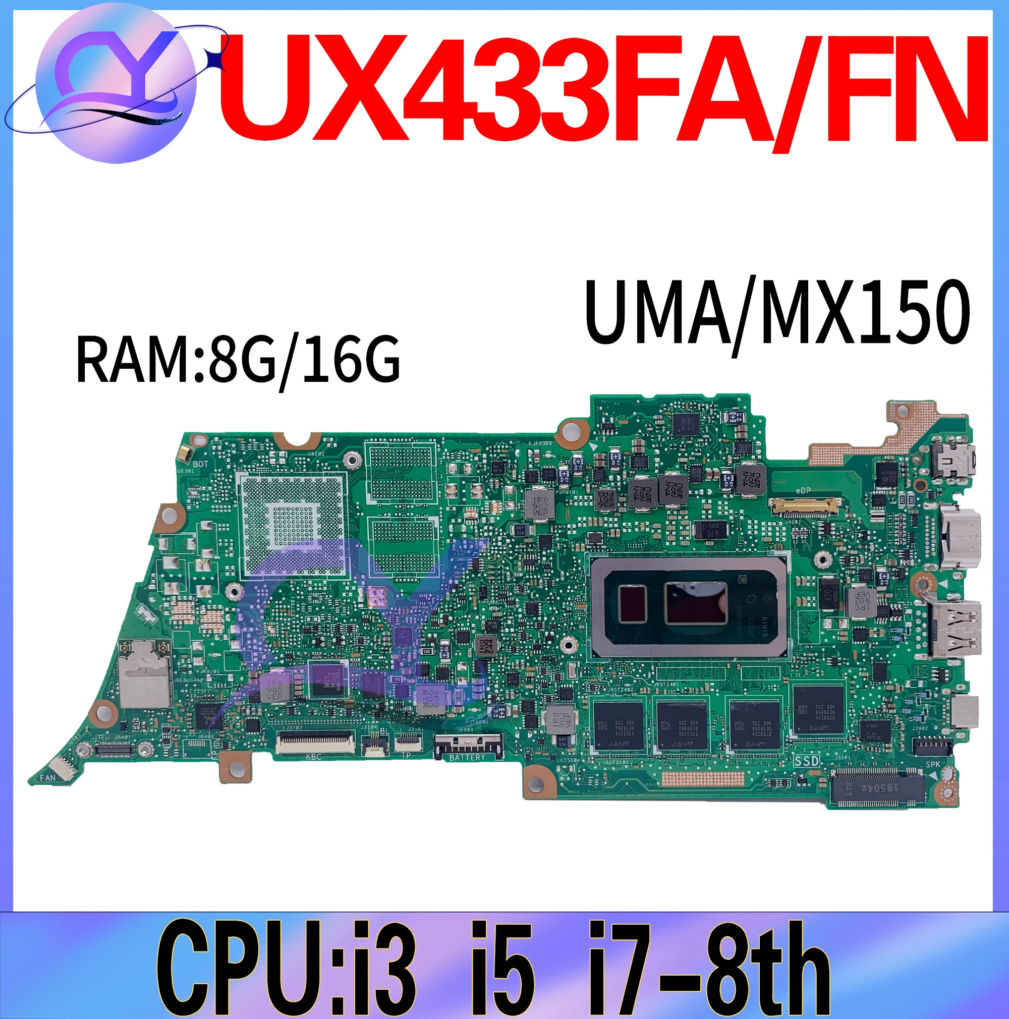 Материнская плата UX433FA для ASUS Zenbook 14 UX433F UX433FN U4300F Материнская плата UX433FA для ASUS Zenbook 14 UX433F UX433FN U4300F