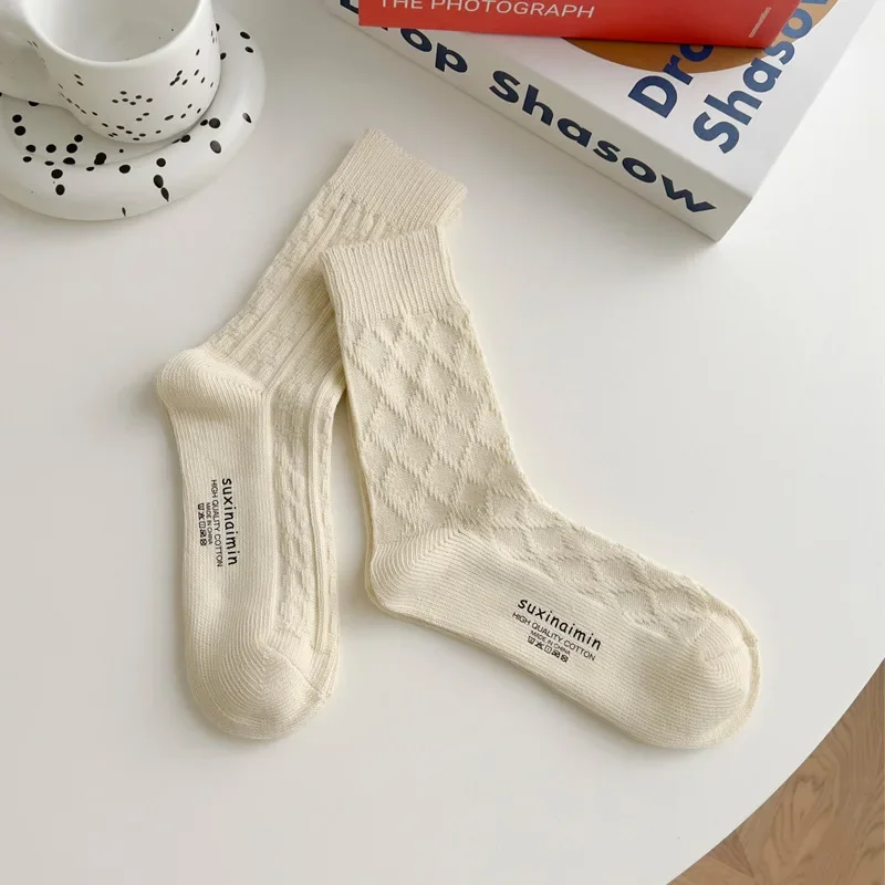 Женские носки Suxinaimin для осени и зимы до середины икры из толстой пряжи в японском