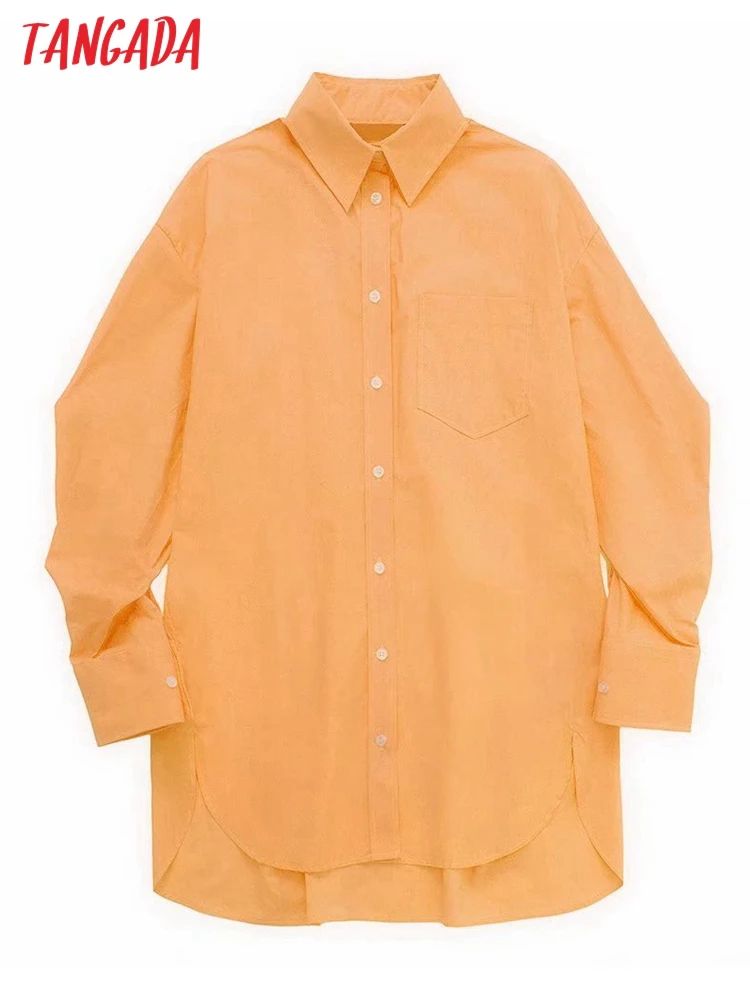 

Tangada Women Vintage Cotton Oversized Shirt Long Sleeve 2022 Chic Female High Street Loose Shirt 3H121