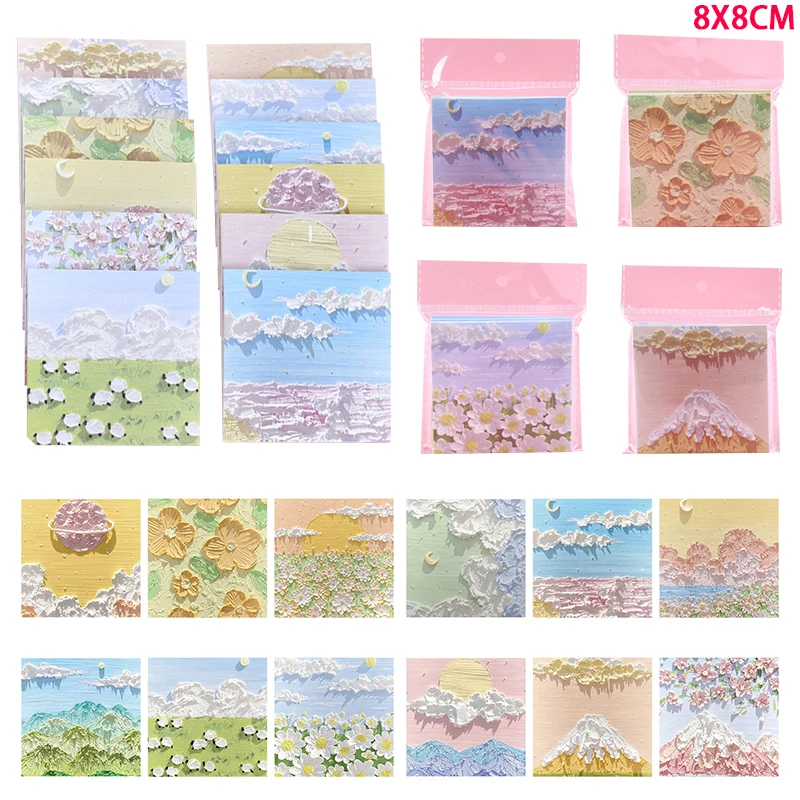 

90Sheets Oil painting Landscape Writing Paper N Times Sticky Note Memo Pad Message Notes Decor Notepad Stationery Office Supplie