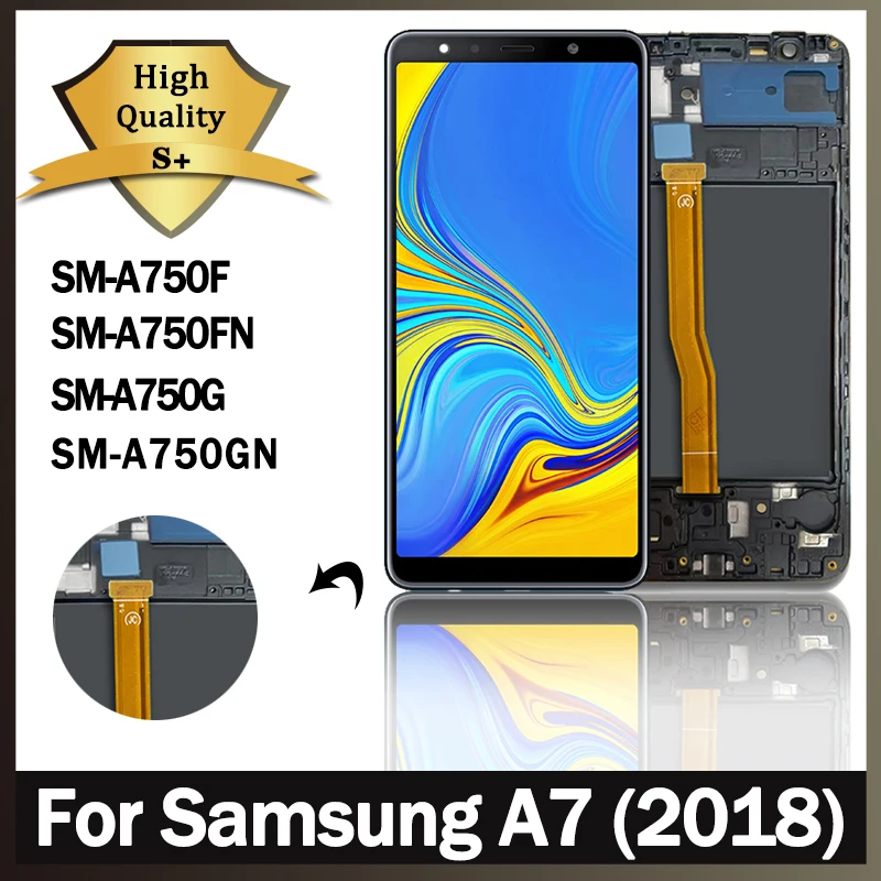 6,0 высококачественный ЖК-дисплей для Samsung Galaxy A7 2018 A750 A750F A750FN дисплей с рамкой сенсорный экран дигитайзер Запасные части