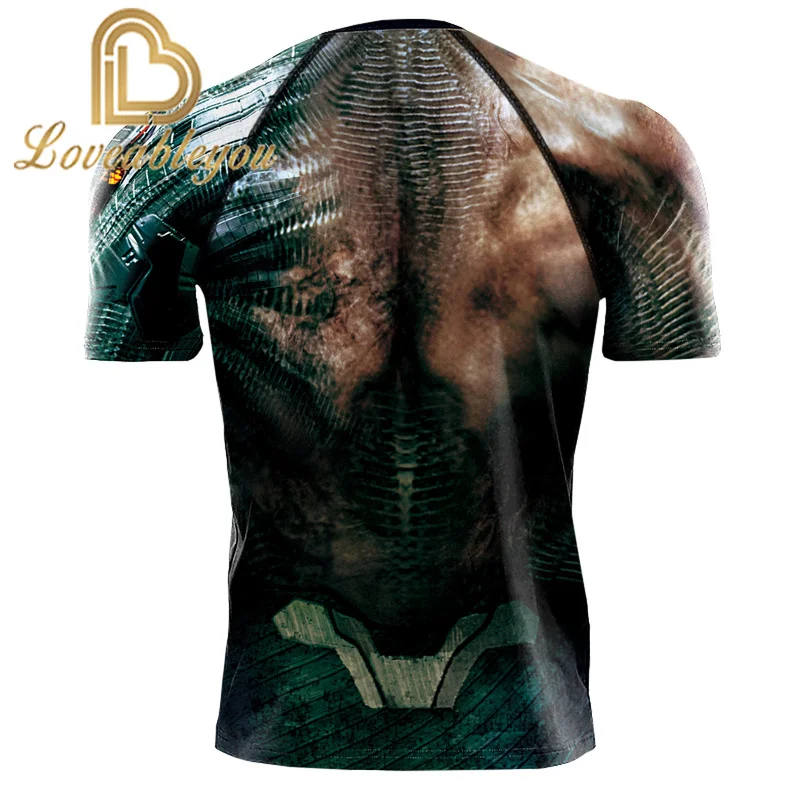 Мужские футболки 3D спортивная одежда для фитнеса короткая компрессионная