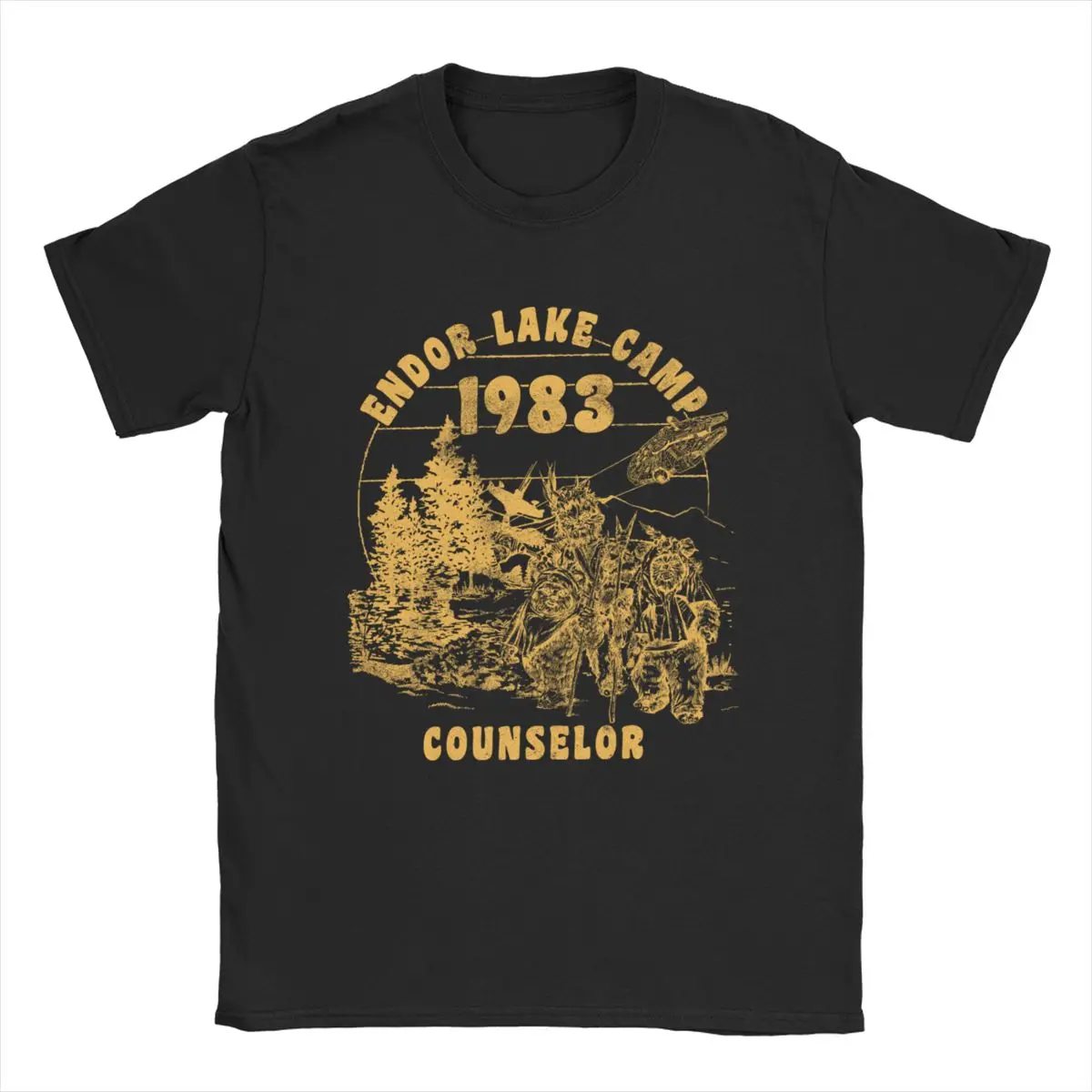 

Men Endor Lake Camp Counselor T Shirts Stars War 100% Cotton Clothing Crazy Short Sleeve Crewneck Tees Big Size T-Shirts