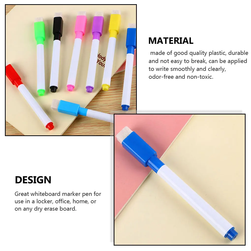 

Students Portable Whiteboard Pen with Eraser Chalkboard Erasable Marker Anti-smudge Pencil Home Office Handwriting Black