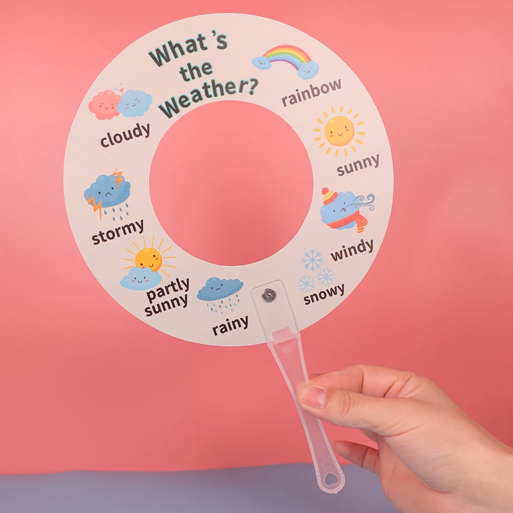 What is The Weather Double Side Fan Kids English Words Learning Teaching Aids Pupil Classroom Resources
