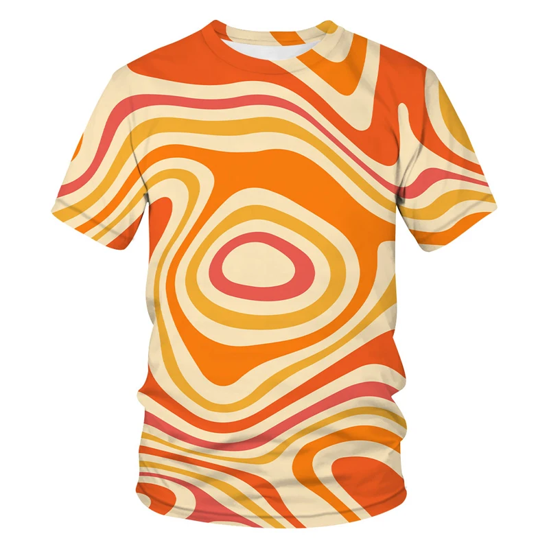 

New 3d Color Psychedelic Print T-shirt Men's Women's Children's O Neck Short Sleeve Fashion Sports Breathable Lightweight Top