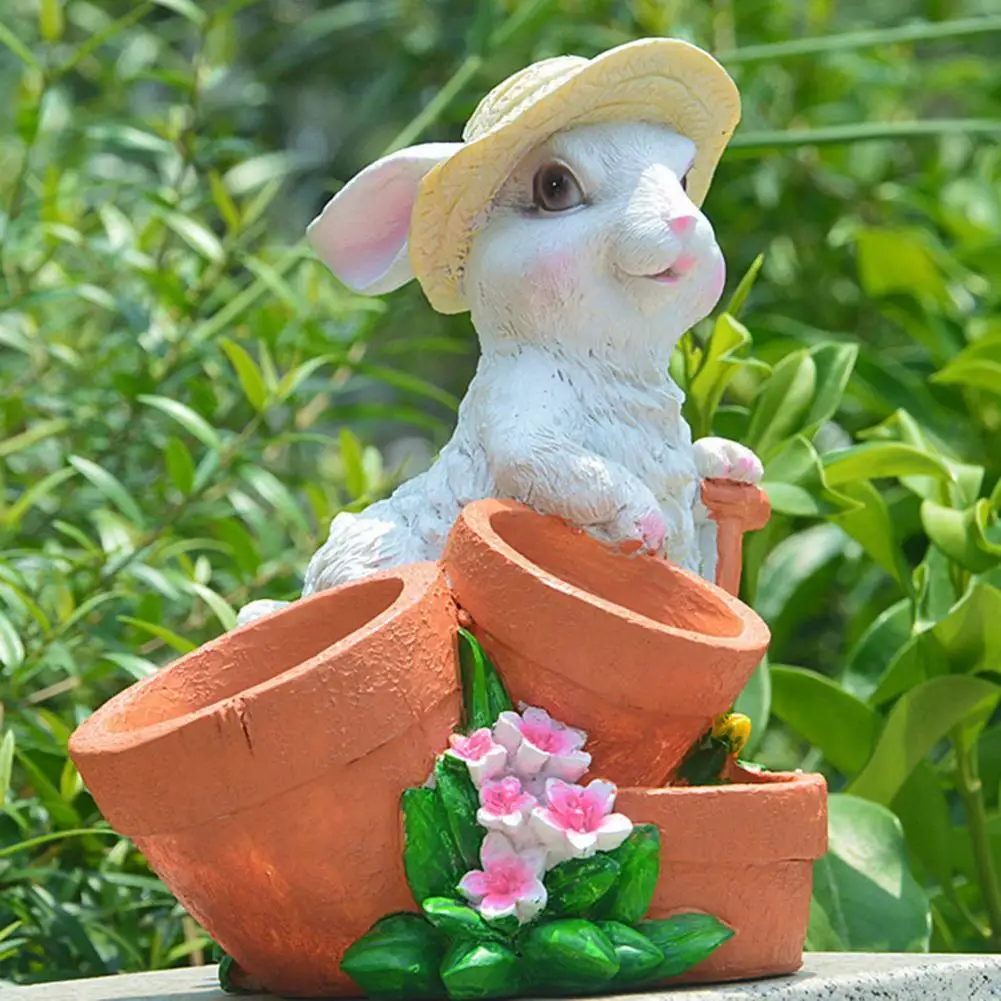 

Cute Rabbit Decorative Flower Pot Exquisite Bunny Animal Shape Succulent Plants Small Flower Tank Garden Desktop Decoration