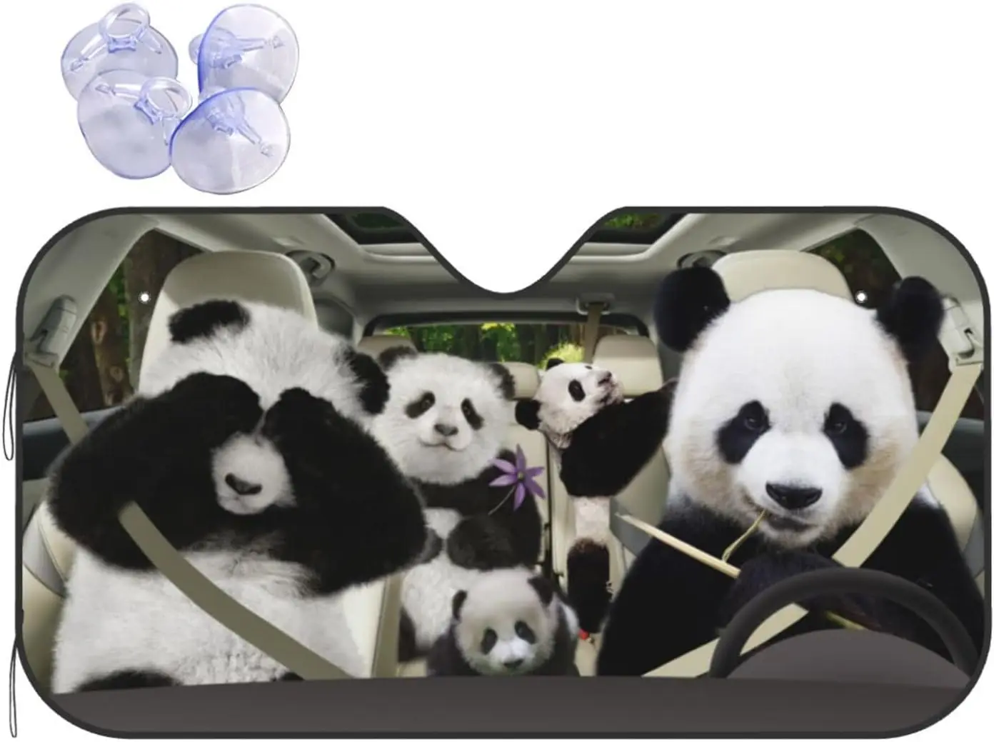 

Funny Panda Car Windshield Sun Shade Foldable Car Front Window Covers Funny Car Sunshade for Car Accessories Blocks Uv Rays
