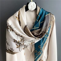 luxury print shawl design silk feeling square scarf women neckerchief female headkerchief wraps hijab beach stoles bandana 2022