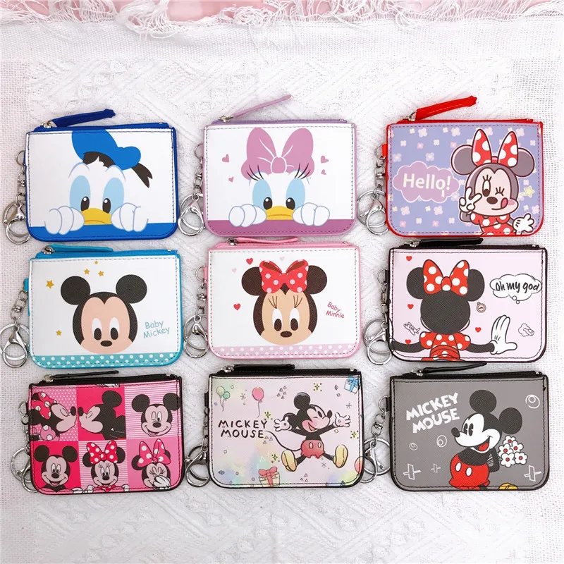 Cartoon Mickey Minnie Mouse Card Set Coin Purse Donald Duck Tracey Boy and Girls Student Rice Card Bag Loose Purse with Keychain