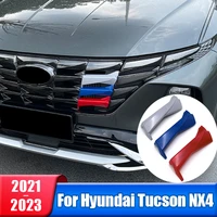 3pcs 3d car front grilles trim sport strips cover stickers for hyundai tucson nx4 2021 2022 2023 hybrid n line accessories