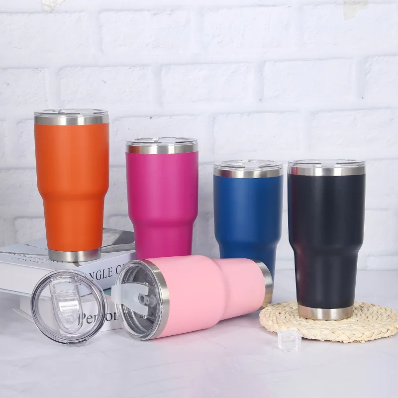 

30oz Stainless Steel Vacuum Thermos Tumbler Cups With Slider Lid Insulated Leakproof Travel Coffee Mug Water Cup Beer Bottle