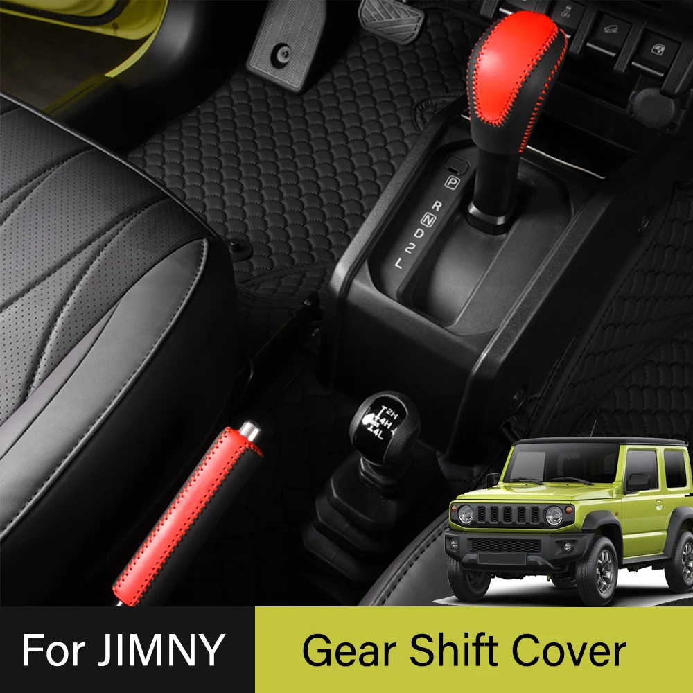

2PCS Gear Shift Collars Cover Handbrake Grip Sleeve For Suzuki Jimny JB64 / JB74 2019 2020 Leather Car Interior Accessories
