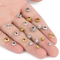 gold silver metal rhinestone rondelles loose spacer beads for jewelry making finding diy charm bracelet necklace accessories