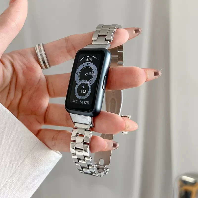 SinHGeY Metal Strap for Huawei Band 7 / 6 Metal Stainless Steel Honor Band 6 Replacement Wristband