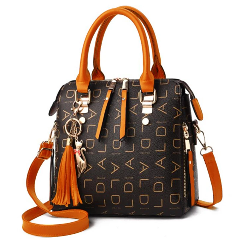 

JBTP New Tassel Designers Fashion Women PU Leather Bag Large Capacity Shoulder Bags Casual Tote Simple Top-handle HandBags