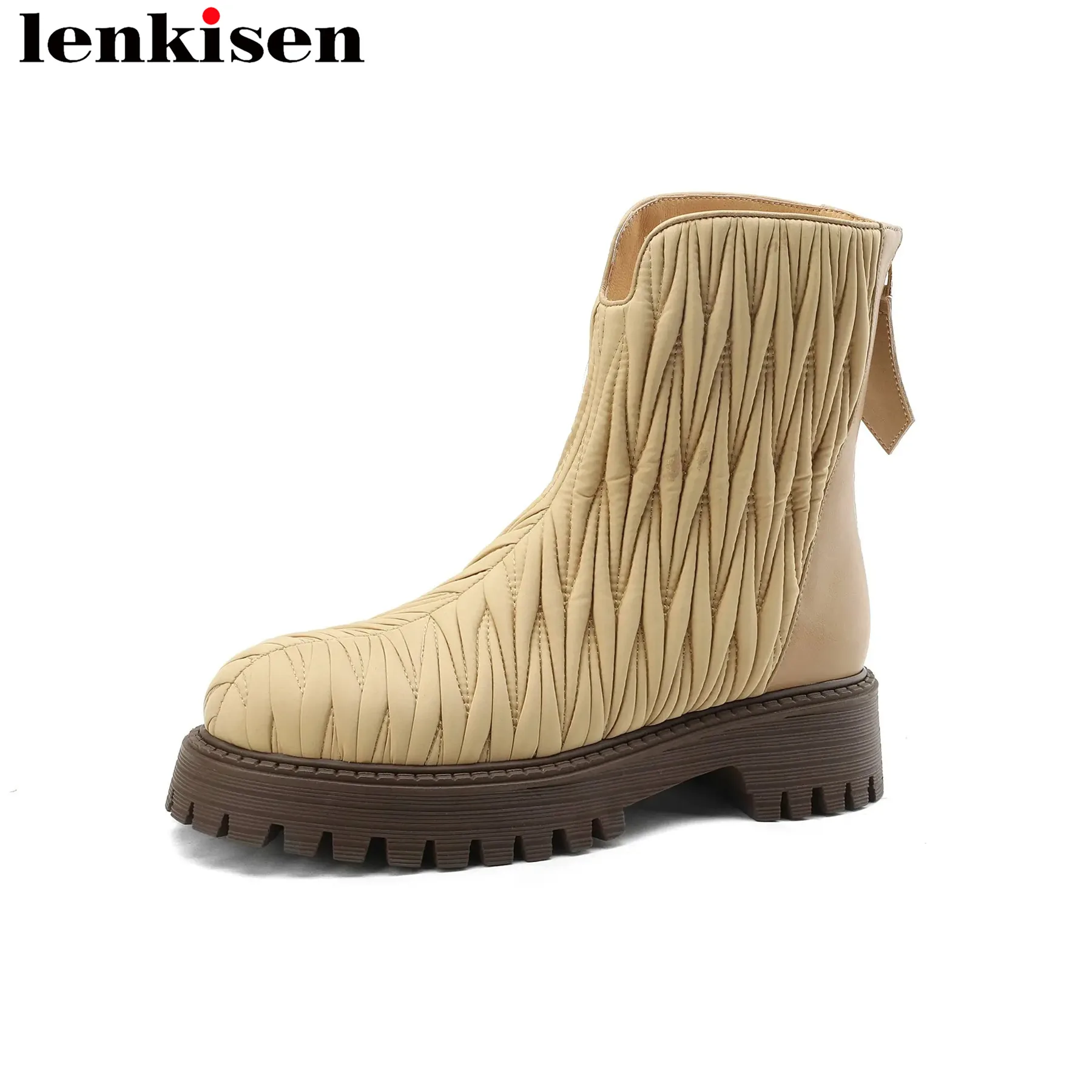 

Lenkisen Superstar Keep Warm Fur Med Heels Snow Boots Thick Bottom Special Runway Concise Brand Elegant Motorcycles Ankle Boots