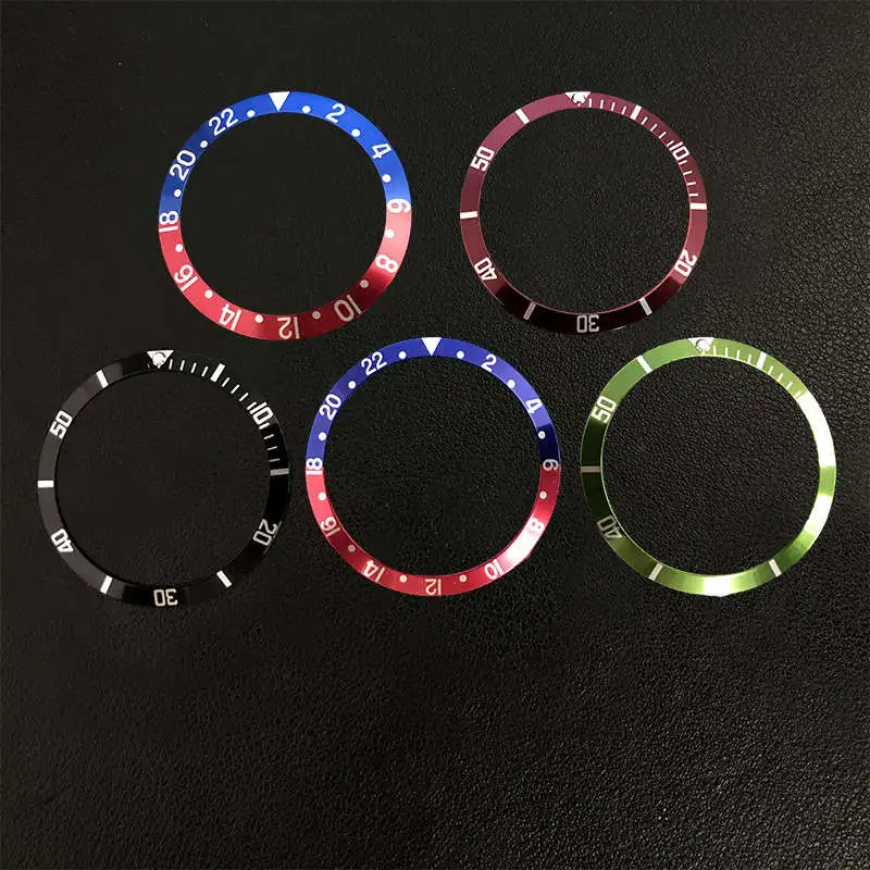 36.5mm Watch Accessories Vintage Aluminum Bezel Inter Ring Fit for RLX SUB 5512 1680 GMT 1670 1675