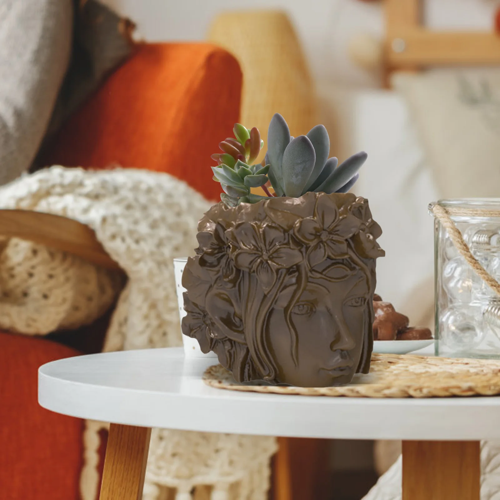 

Flower Pot Silicone Mold DIY Succulent Plant Concrete Model 3D Goddess Head Concrete Flower Pot Silicone Planter Molds Garden