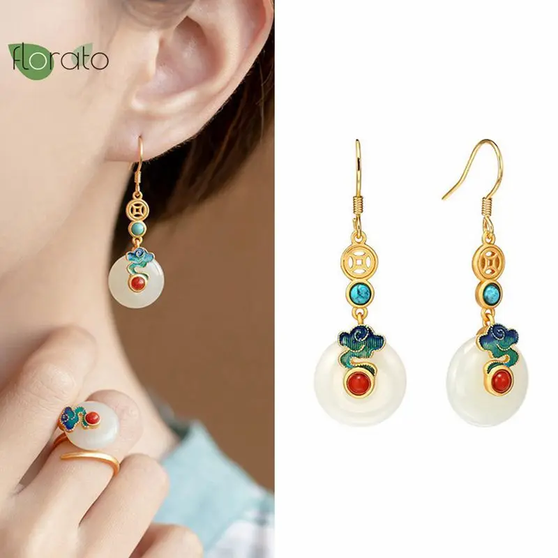 

Yuxintome Long Earrings Women's 2021 Luxury Fashion Bridal Earrings Chinese Style Retro Palace Style Unique Charm Ladies Jewelry