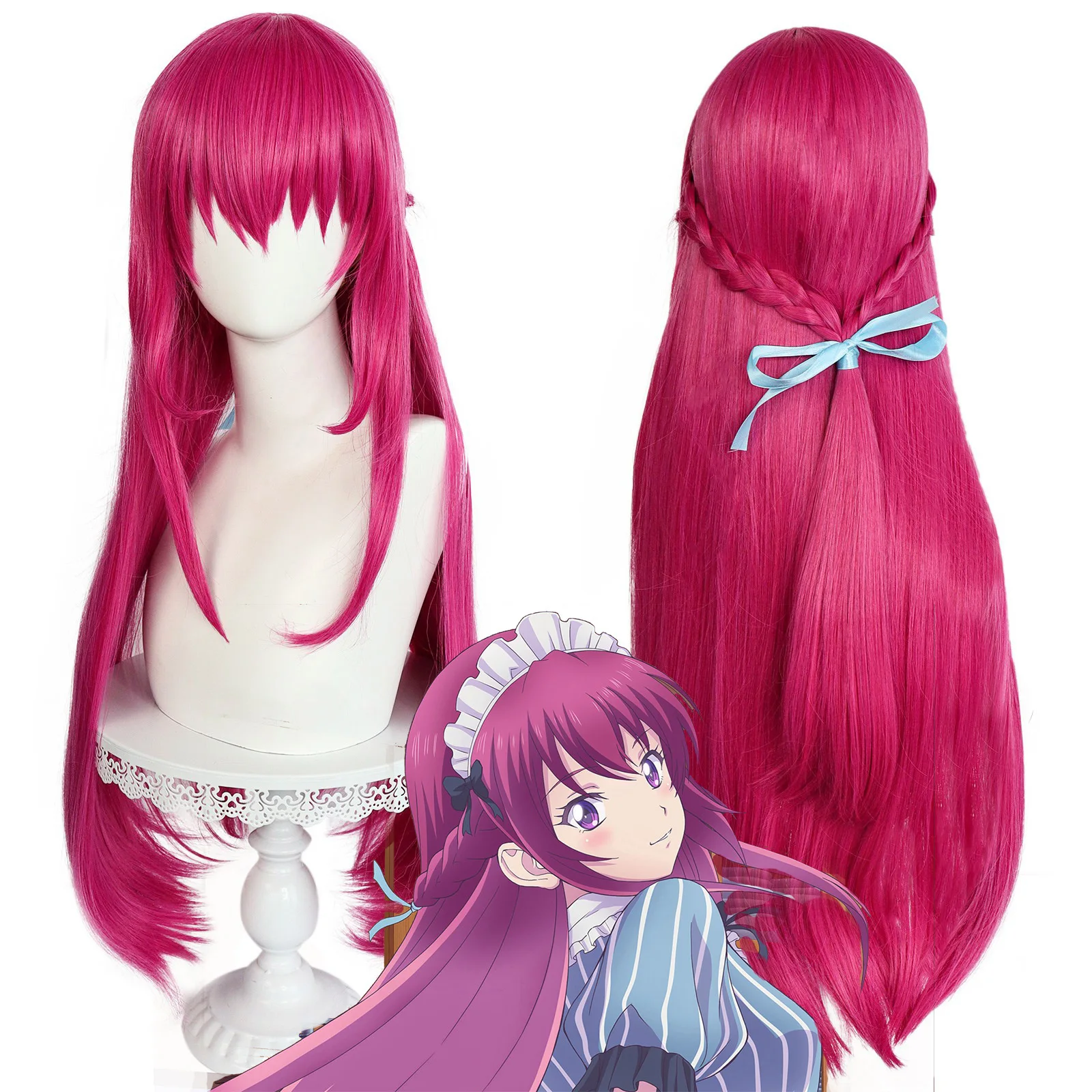 

Парик для косплея аниме богини кафе террасы Makuzawa Ouka 77 см Регулируемые Прямые бордовые парики термостойкие женские головные уборы