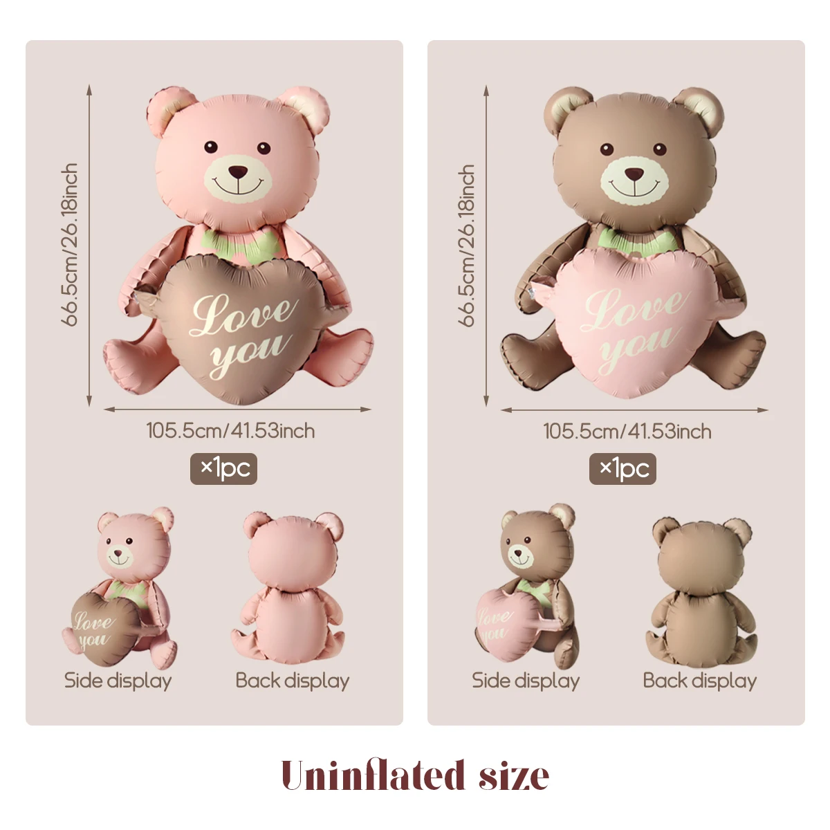 

Матовый 3D медвежонок воздушный шар сердце i BALON