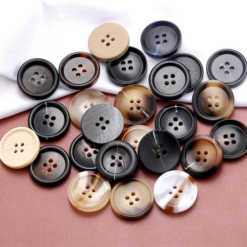 

HL 10PCS 23MM Round Blazer Resin Buttons Trench Coat 4 Holes DIY Garment Sewing Accessories