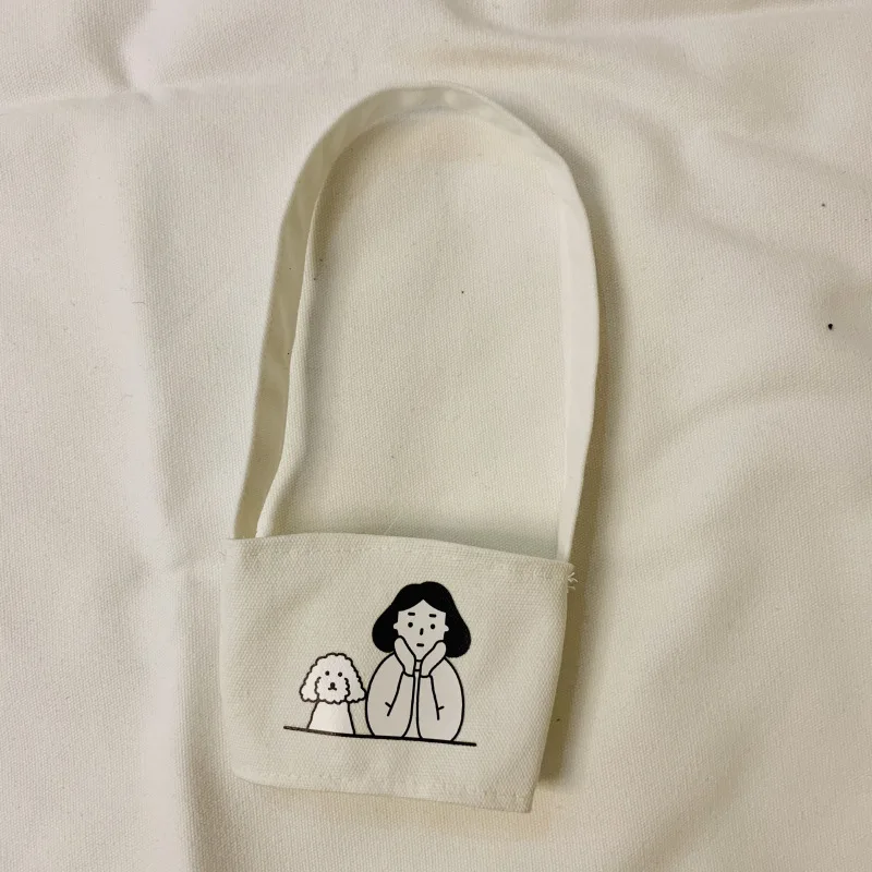 

Портативный держатель для бутылки с водой, сумка для переноски, чехол для хранения кофейной чашки, холст с принтом, набор чая с молоком, ремень для бутылки для питья, новый