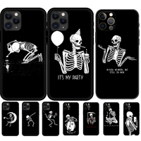 black tpu case for iphone 5 5s se 2020 6 6s 7 8 plus x 10 xr xs 11 12 13 mini pro max back cover character skull