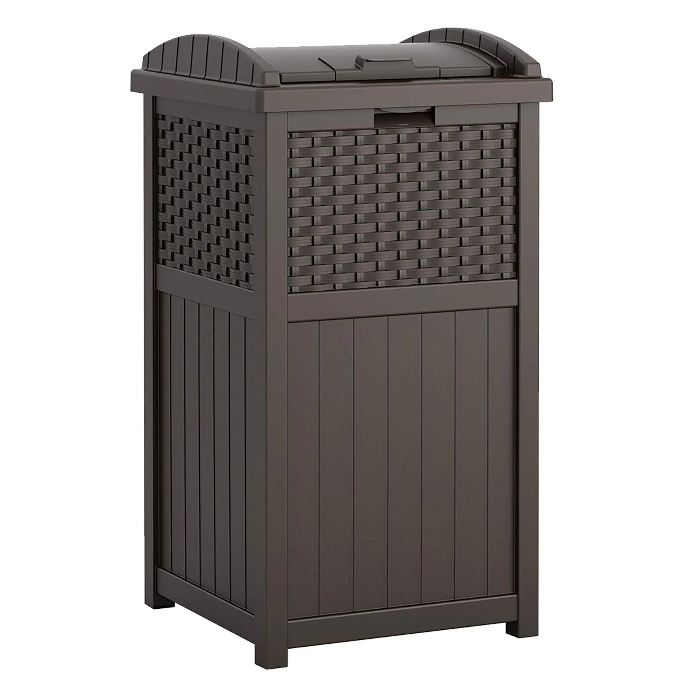 Resin Hideaway Patio Trash Can With Lid, Outdoor Waste Bins Use In Backyard, Deck, Or Patio (US Stock)