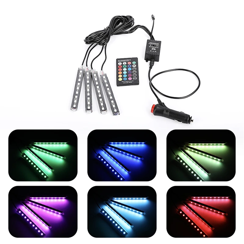 

36 LED Car RGB Atmosphere Strip Light Automotive Interior Decorative Foot Lamp USB Remote Control Dynamic Ambient Strip Lights