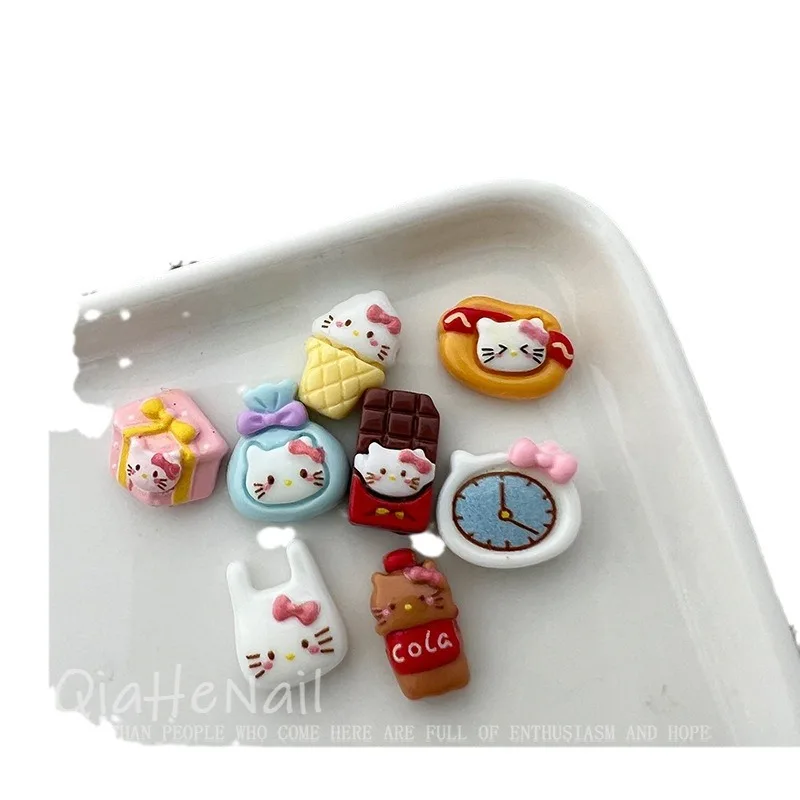 10 шт. miniso hello kitty печенье хлеб мороженое мультяшные подвески для ногтей