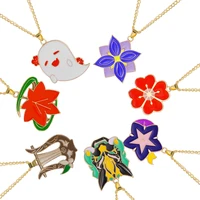 genshin impact enamel pendant necklace game kaedehara kazuha maple leaf xiao mask keqing hutao boo jewelry gift for fans players
